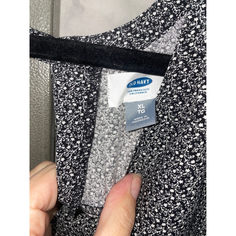 Old Navy Women's Black White Floral Print Sleeveless V Neck Keyhole Dress XL - Picture 4 of 5